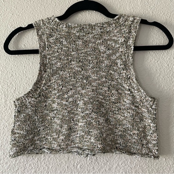 Shyanne Knit Sweater Vest Women’s XS Marbled Green Button Up Front Cropped - Picture 8 of 12